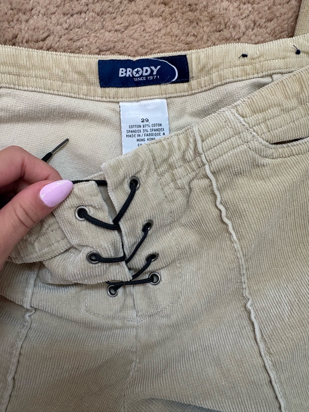 Brody Women's Lace-Up Boot Cut Pants in Light Beige - Picture 2 of 4